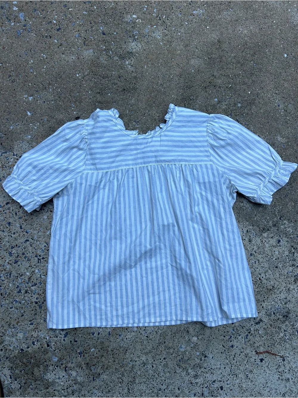 Madewell 100% Cotton Striped Peasant Blouse Blue & White Stripe Size Medium